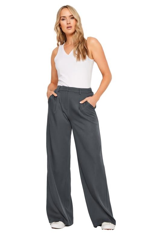 LTS Tall Womens Grey Tailored Wide Leg Trousers | Long Tall Sally 6